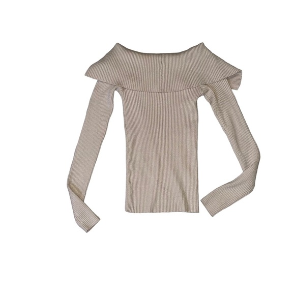 New Lovers + Friends Avi Off-Shoulder Sweater in Beige - Picture 3 of 6